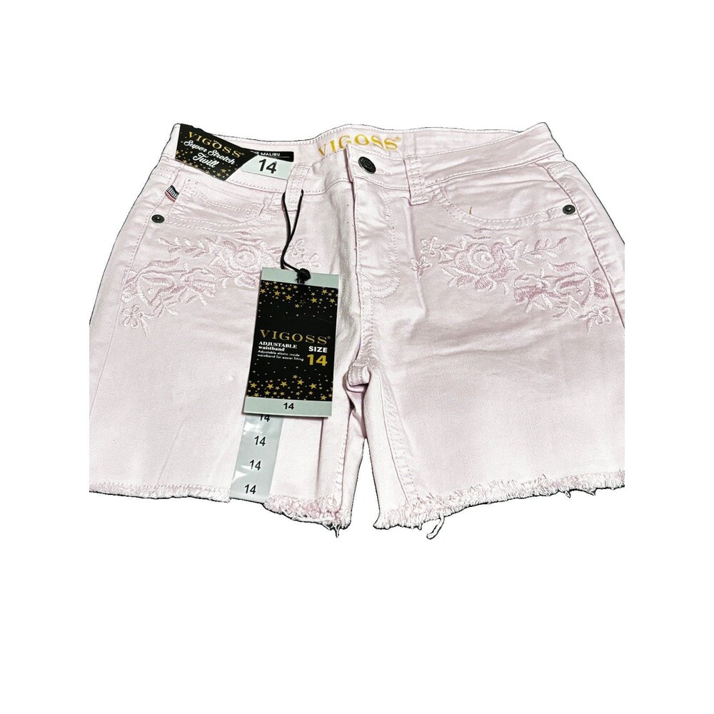 Vigoss Girl Size 14 Pink Super Stretch Twill Malibu Midshorts Victory Short NWT
